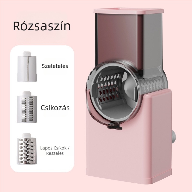 Többfunkciós forgó zöldségvágó: burgonyaszeletek, retek reszelése, reszelő és kockára vágás