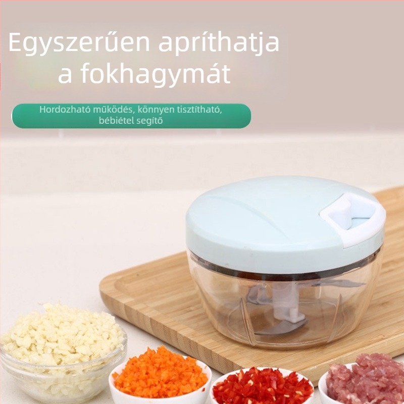 Multifunkcionális fokhagymaprés, kézi húzómechanizmusú konyhai eszköz