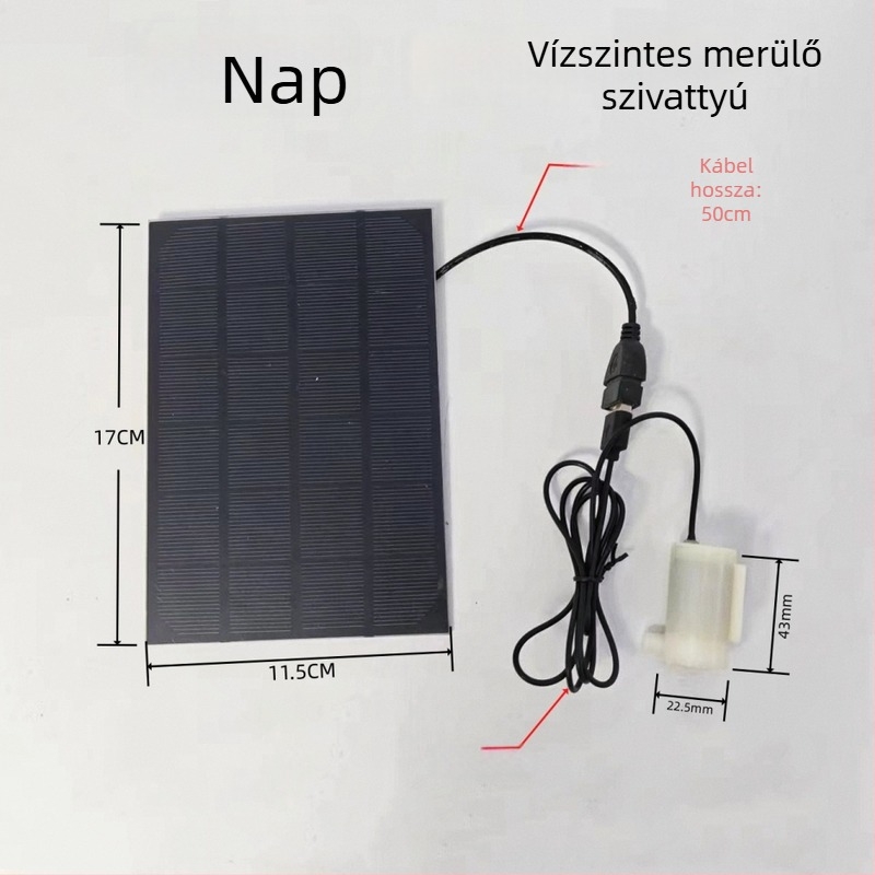 Napelemes mini merülőszivattyú USB külső használatra, víz oxigénnel dúsításához és szűréséhez, alacsony feszültségű, mini szökőkút pumpa