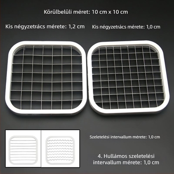 Rozsdamentes acélból készült multifunkcionális kockára vágó eszköz, kézi négyzet alakú szeletelő otthoni használatra