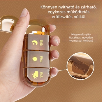 hfine Hordozható 28 rekeszes gyógyszeres doboz 7 napra, 3 étkezés naponta, gyógyszer-emlékeztető