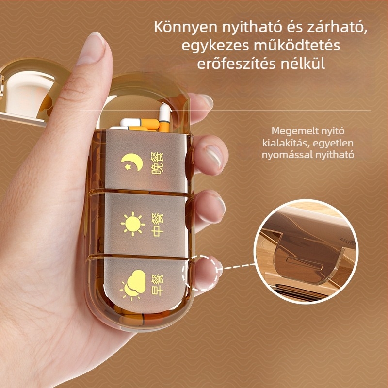 hfine Hordozható 28 rekeszes gyógyszeres doboz 7 napra, 3 étkezés naponta, gyógyszer-emlékeztető