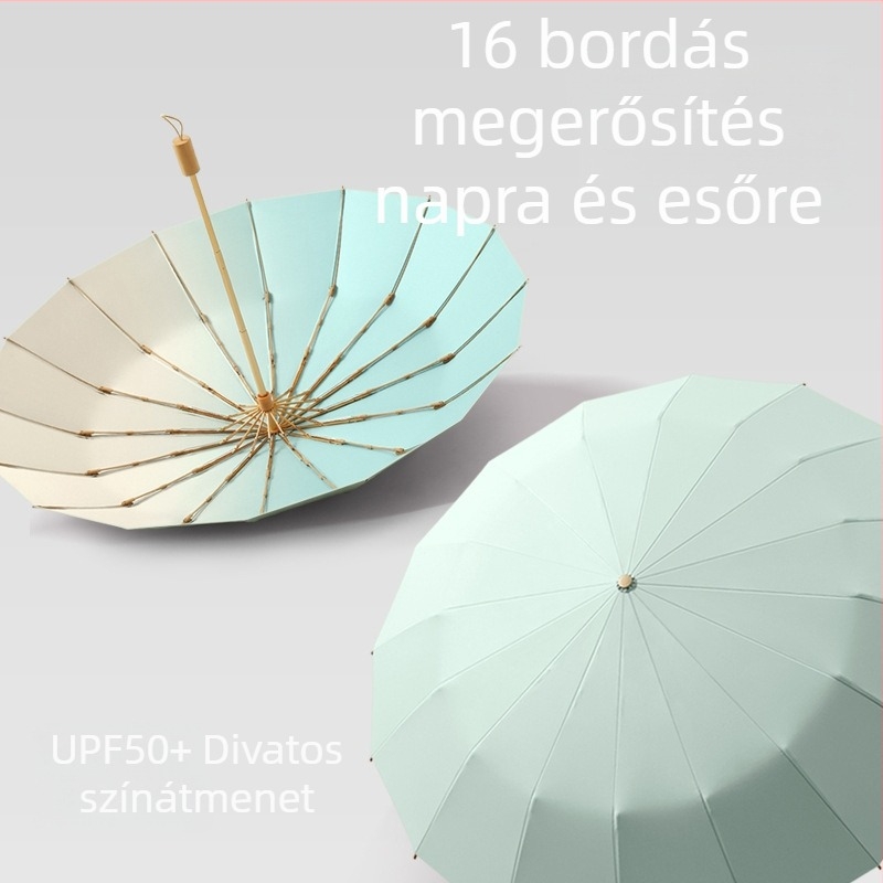 16 bordás napernyő, extra nagy méret, női, UV védelem, nap és eső elleni használatra