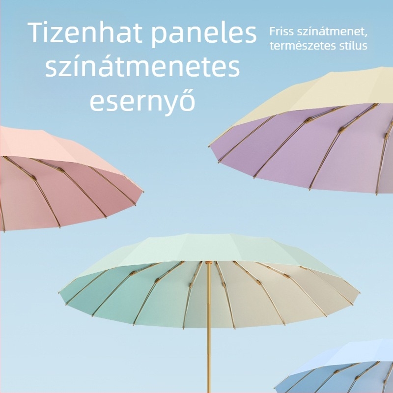 16 bordás napernyő, extra nagy méret, női, UV védelem, nap és eső elleni használatra