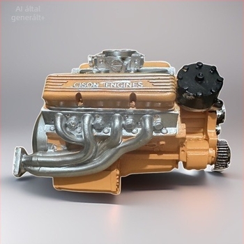 V8 motor gyantából készült 3D asztali dekoráció