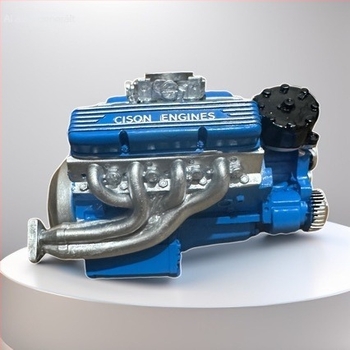V8 motor gyantából készült 3D asztali dekoráció
