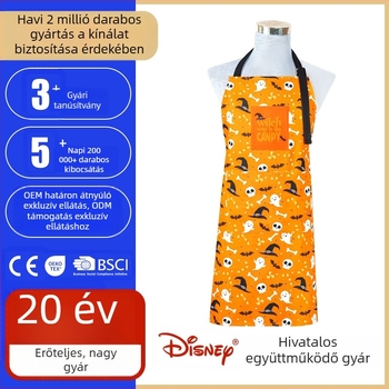 Halloween karikatúra mintás konyhai kötény, vízálló, 100% pamut, uj nélküli