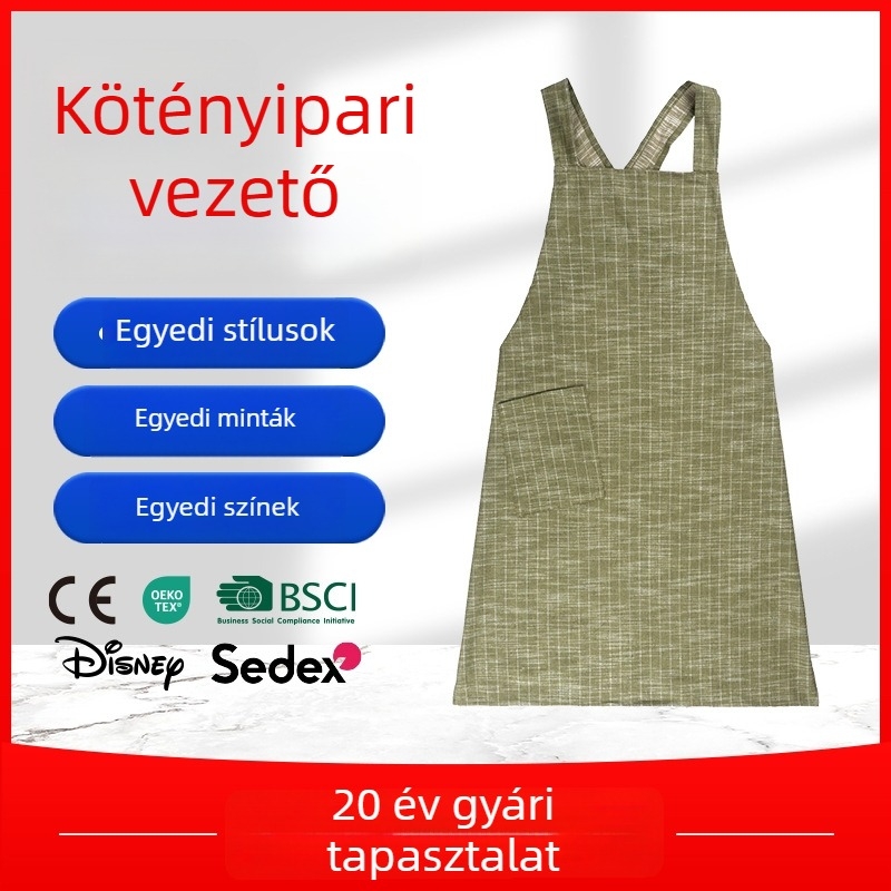 100% pamut, vízálló kötény felnőtteknek zsebekkel – konyha, háztartási tisztítás