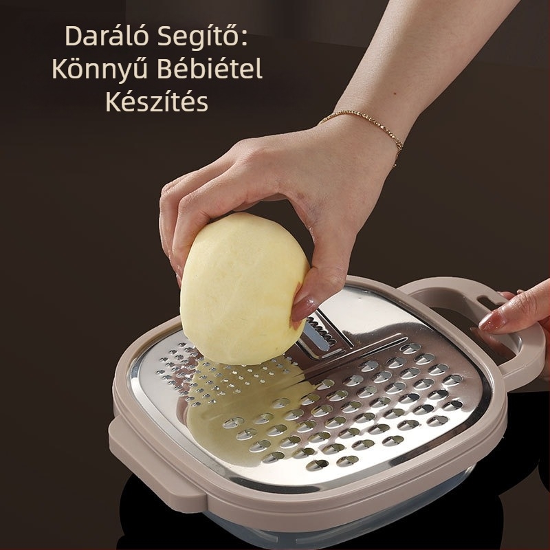Rozsdamentes acélból készült zöldségvágó, porvédett fedéllel, konyhai többfunkciós: burgonya szeletelő, reszelő és hámozó
