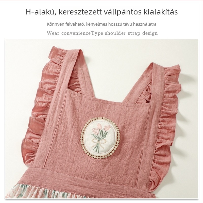 Pamut kötény virágmintával, légáteresztő, modern minimál dizájn, egy méret, otthoni és professzionális használatra