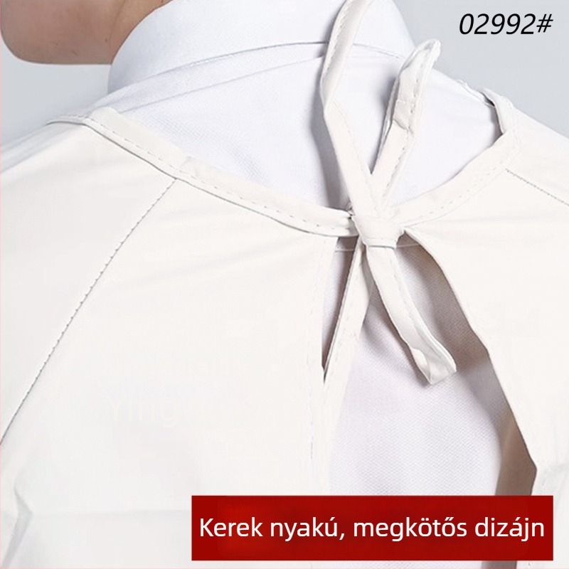 Fehér PU bőr kötény ujjas, vízálló és foltálló, visszafordítható, hosszú ujjú, halak feldolgozásához és vízi termékekhez