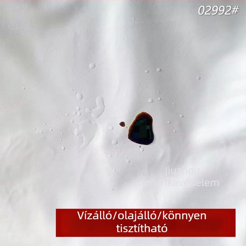 Fehér PU bőr kötény ujjas, vízálló és foltálló, visszafordítható, hosszú ujjú, halak feldolgozásához és vízi termékekhez