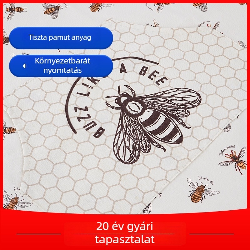 100% pamutból készült kötény felnőtteknek, vízálló otthoni használatra a konyhában és sütéshez, szennyeződés elleni védelem, méh mintával
