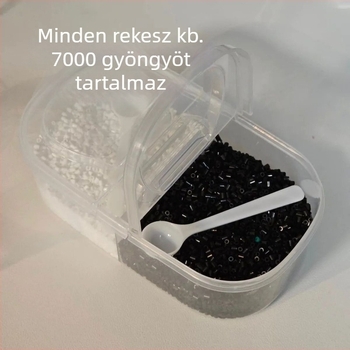 Flip-top gyöngy tároló doboz fedéllel, fekete-fehér átlátszó, nagy kapacitású rekeszekkel, utántöltő készlet