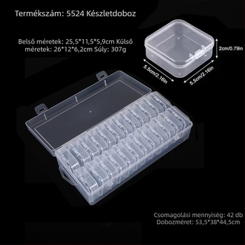 Átlátszó téglalap alakú 24+1 rekeszes gyöngytároló doboz DIY ékszeranyagokhoz