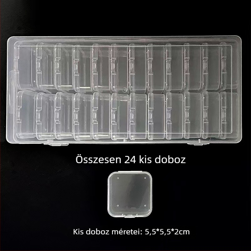 Átlátszó téglalap alakú 24+1 rekeszes gyöngytároló doboz DIY ékszeranyagokhoz