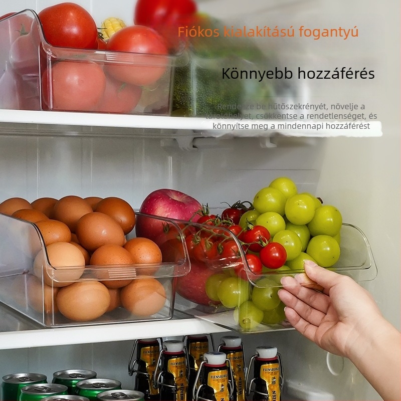 Fiókos hűtőszekrény tároló doboz zöldségek, gyümölcsök és tojások számára – konyhai rendszerezés