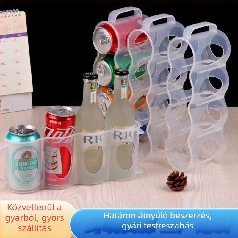 Átlátható hűtő italok tároló doboz, fogantyúval, négy rekesz