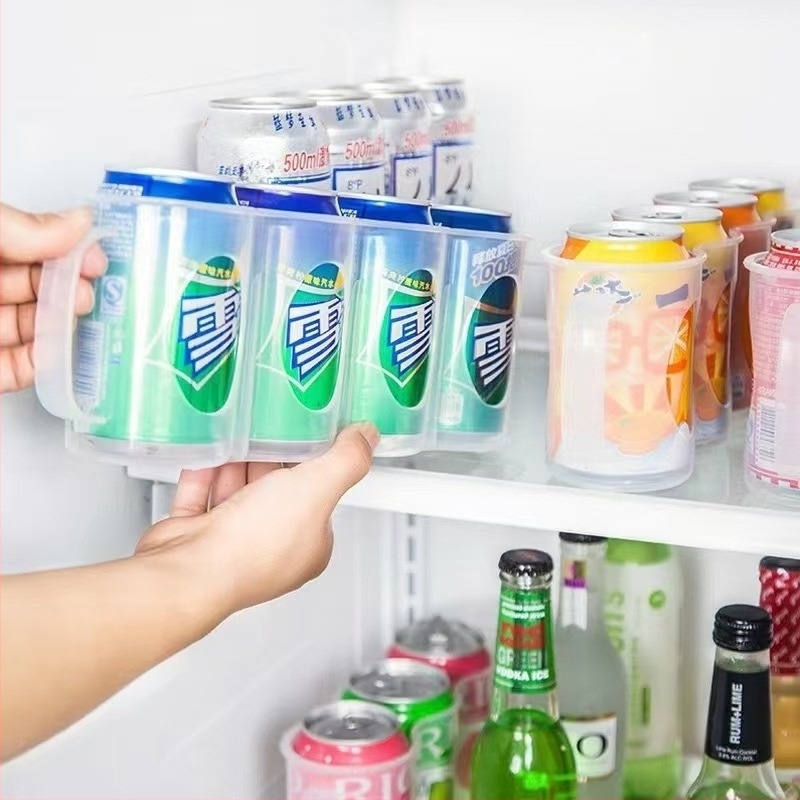 Átlátható hűtő italok tároló doboz, fogantyúval, négy rekesz