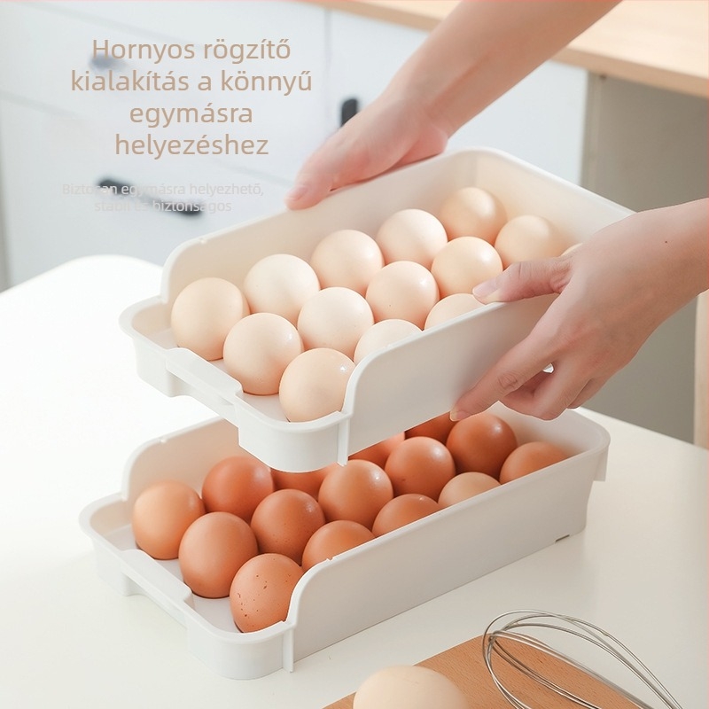 15 rekeszes tojás tároló fiókos kivitelben – hűtőbe, konyhai rendszerező