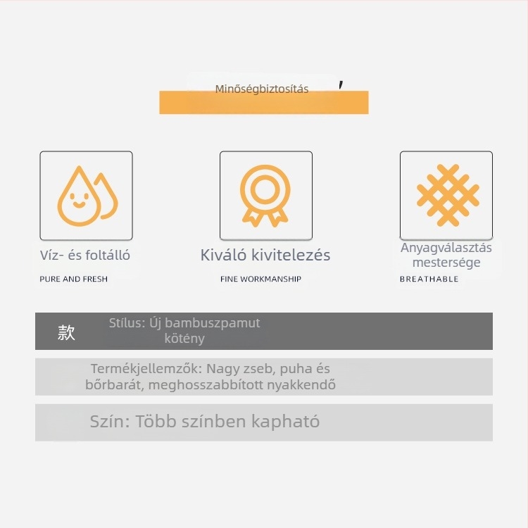 Női konyhai kötény bambusz‑pamutból, minimalistikus dizájn, olajálló, ujj nélküli, egy méret, logó testreszabás