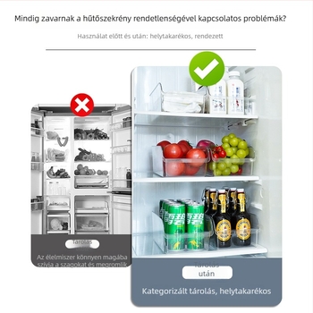 Fiókos hűtőszekrény tároló – átlátszó, élelmiszer-minőségű műanyag, nagy kapacitás