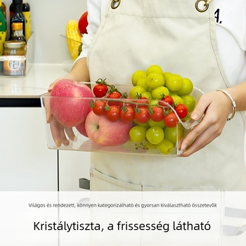 Fiókos hűtőszekrény tároló – átlátszó, élelmiszer-minőségű műanyag, nagy kapacitás