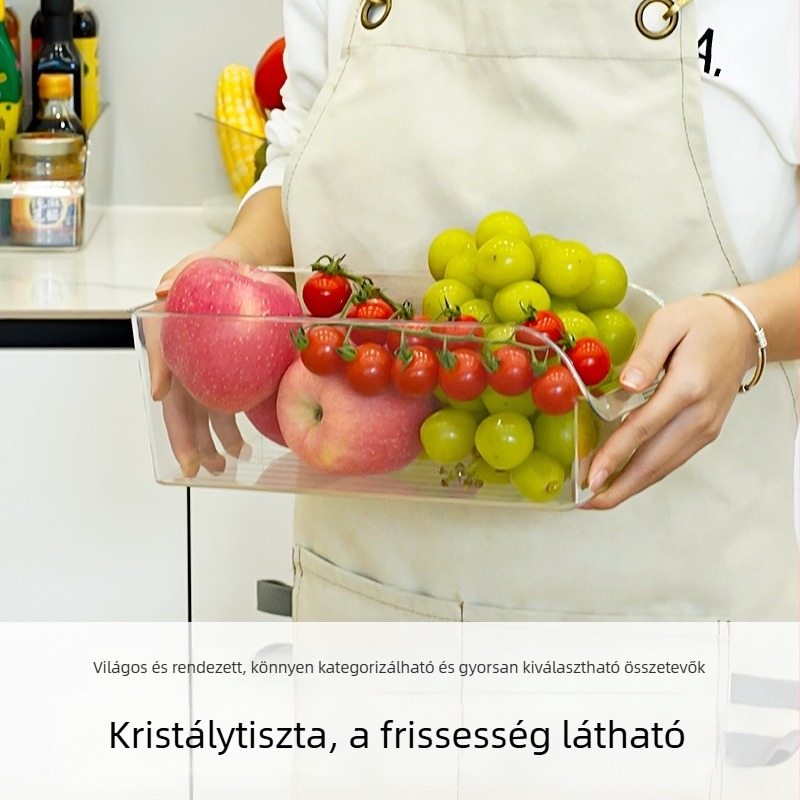 Fiókos hűtőszekrény tároló – átlátszó, élelmiszer-minőségű műanyag, nagy kapacitás