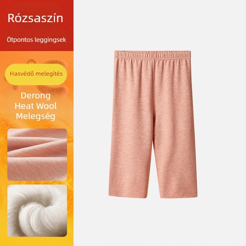 Női gyapjú-selyem termikus leggings fleece bélés, capri hossz, varrás nélküli, őszi-téli