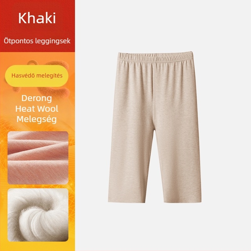 Női gyapjú-selyem termikus leggings fleece bélés, capri hossz, varrás nélküli, őszi-téli