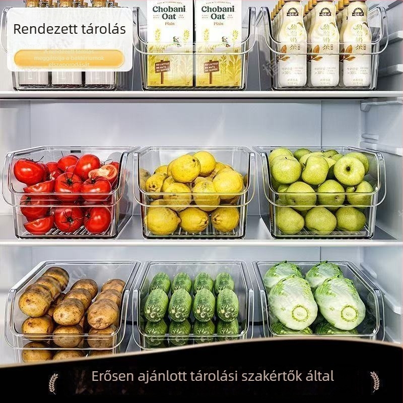 Hűtőszekrény tároló doboz kihúzható fiókkal – gyümölcs és élelmiszerek tárolására