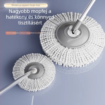 Vastagított rozsdamentes acél forgó mop vödör otthoni használatra, integrált mosási és csavarási funkcióval, nedves és száraz kettős használat, új modell