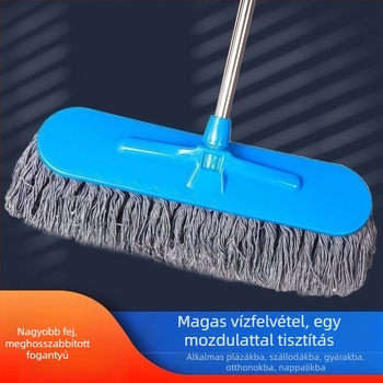 Hosszabbító nyéllel ellátott sík mop pamutszálból, otthoni használatra, fa- és csempe padlókhoz, száraz és nedves tisztítás, por eltávolítás