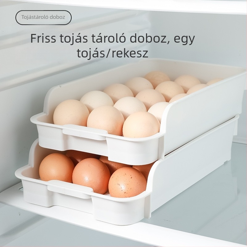 15 rekeszes tojás tároló doboz hűtőhöz, fiókos fagyasztó rendező