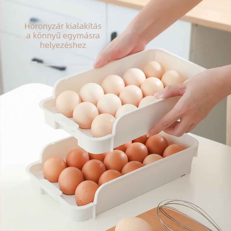 15 rekeszes tojás tároló doboz hűtőhöz, fiókos fagyasztó rendező