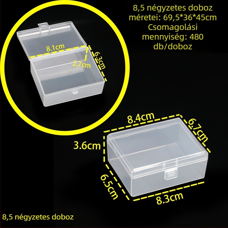 8,5 cm-es átlátszó téglalap alakú tároló doboz apró alkatrészekhez, gyöngyökhöz, ékszerekhez és szerszámkiegészítőkhöz