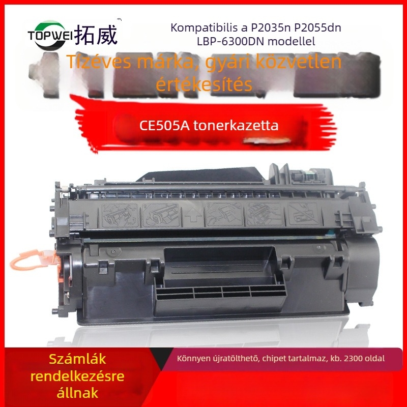 CE505A tonerkazetta HP LaserJet P2035-höz, Canon 31963005870-tel kompatibil, nagy kapacitású