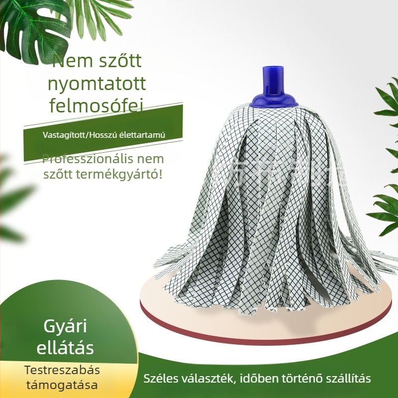 Nem szövött textilből készült mopfej nyomtatott rácsmintával, cserélhető, mosható