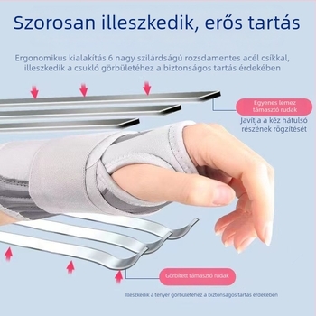 Acéllemez csuklóvédő és ízületi stabilizátor — ortézis a csuklóra