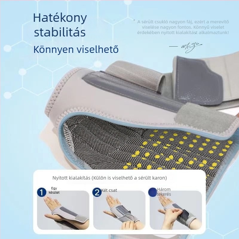 Acéllemez csuklóvédő és ízületi stabilizátor — ortézis a csuklóra