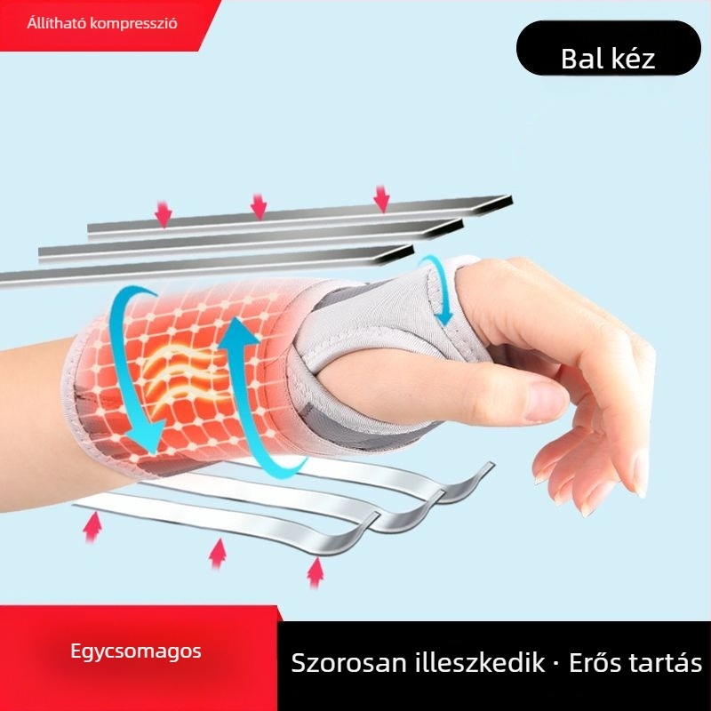 Acéllemez csuklóvédő és ízületi stabilizátor — ortézis a csuklóra