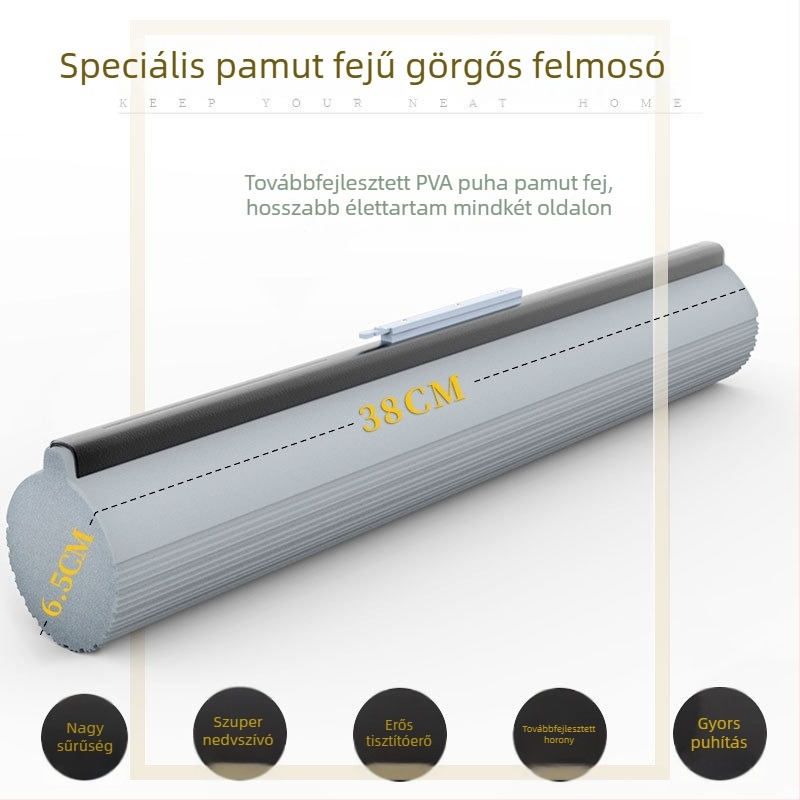 Absorptív mop fej csere – univerzális szivacs‑pamutszövet fej