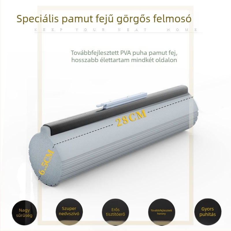 Absorptív mop fej csere – univerzális szivacs‑pamutszövet fej