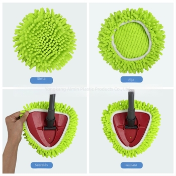Háromszög alakú mop fej cserélhető huzattal (chenille)