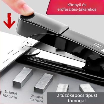 Deli 0314 fém tűzőgép, vastított kivitel, 50 oldalas kapacitás, diákok és iroda számára