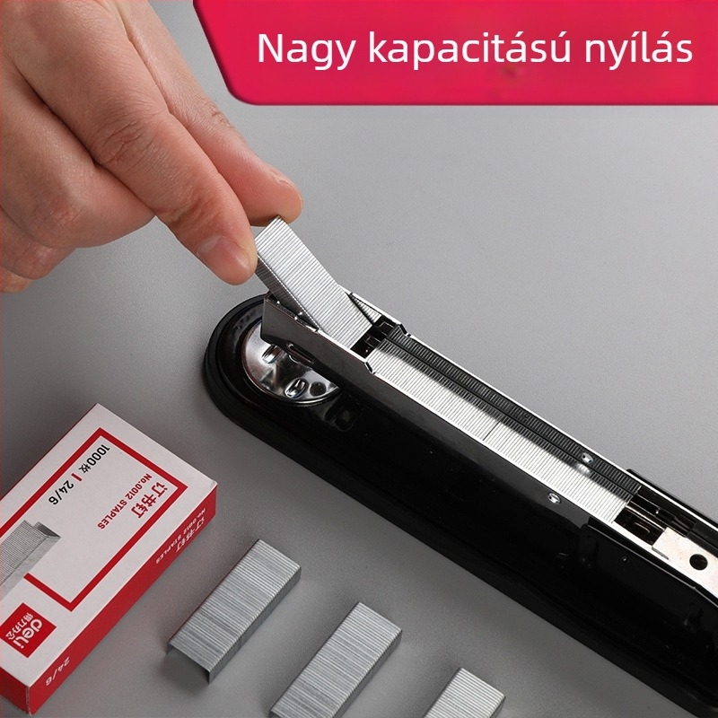 Deli 0314 fém tűzőgép, vastított kivitel, 50 oldalas kapacitás, diákok és iroda számára
