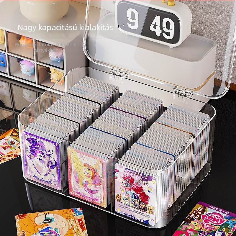 Nagykapacitású kártyatartó doboz átlátszó akril kijelzővel, Ultraman és My Little Pony kártyákhoz, több rekesz