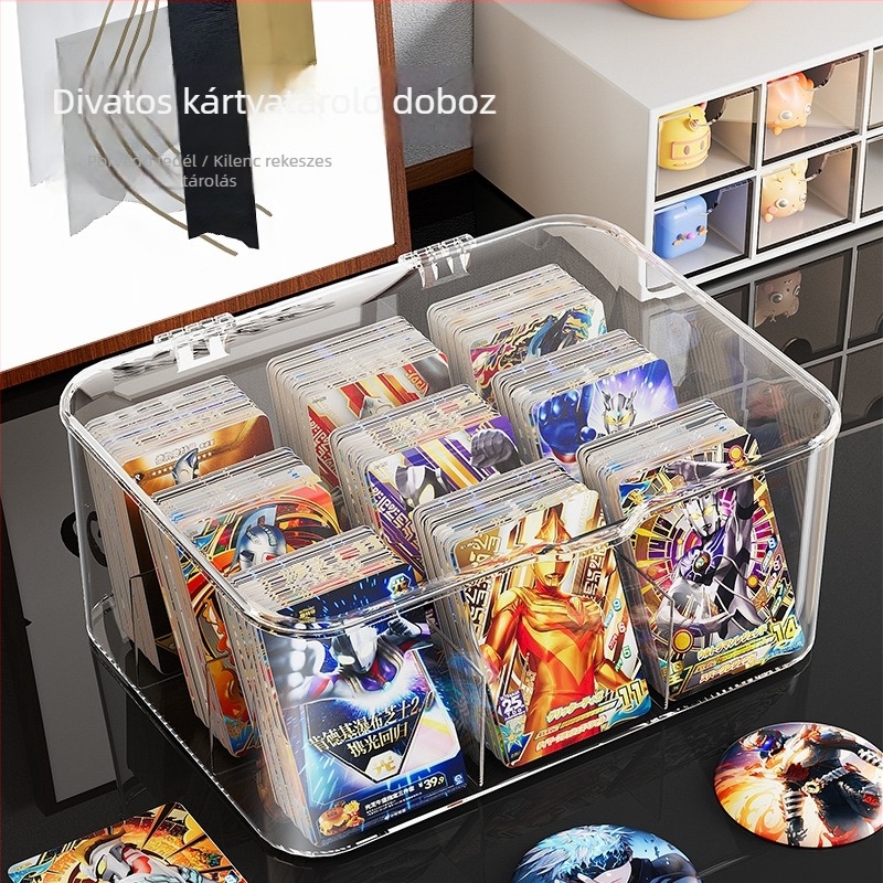 Nagykapacitású kártyatartó doboz átlátszó akril kijelzővel, Ultraman és My Little Pony kártyákhoz, több rekesz