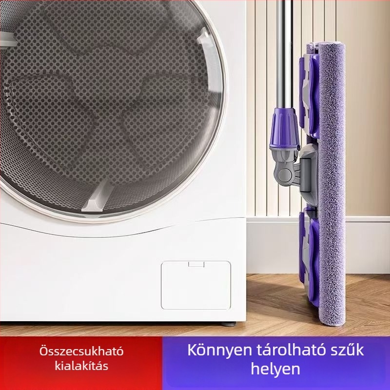 Nagy, sík mop háztartási használatra, kézi mosás nélkül, cserélhető mopkendővel, nedves és száraz tisztításra a nappaliban