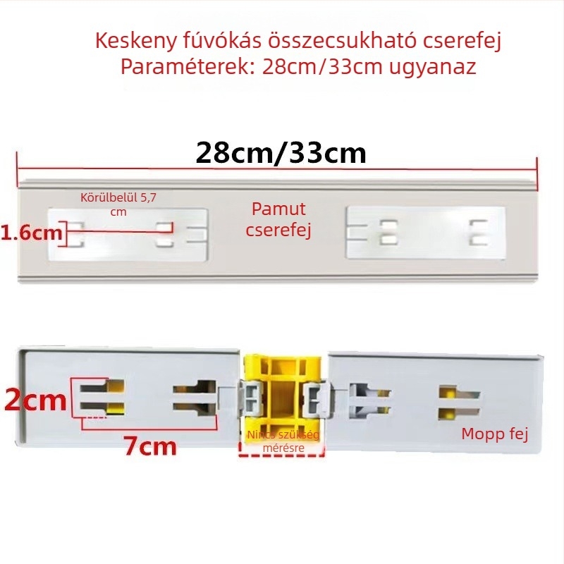 27/28 cm-es összecsukható felmosófej, cserélhető szivacs, nedvszívó PVA szivacs